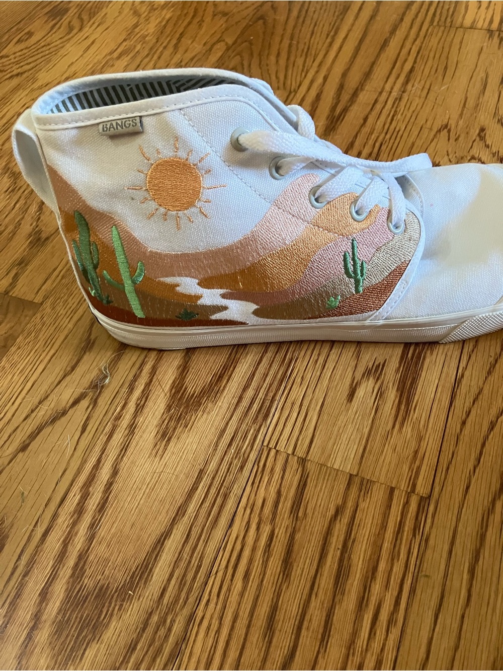 White High-Top Canvas Sneakers with desert scene